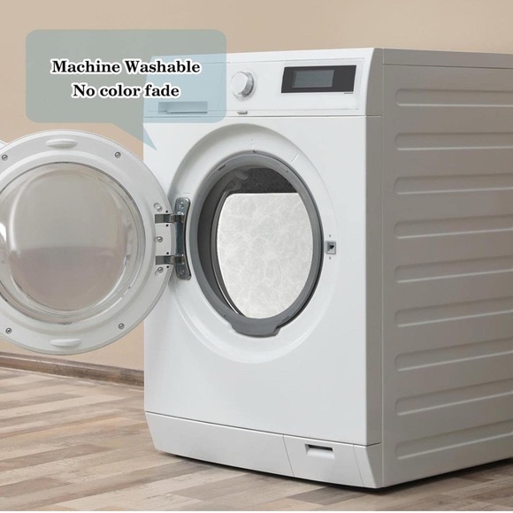 White/Gray Marble Indoor Door Mat, Minimalist Texture, Non-Slip (72x48 in.) - Picture 3 of 7